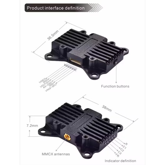 PandaRC VT5804 5.8GHz VTX Video and Set 2.5W BAT 5.8Ghz VTX Mounting Drone Accessory for RC Use
